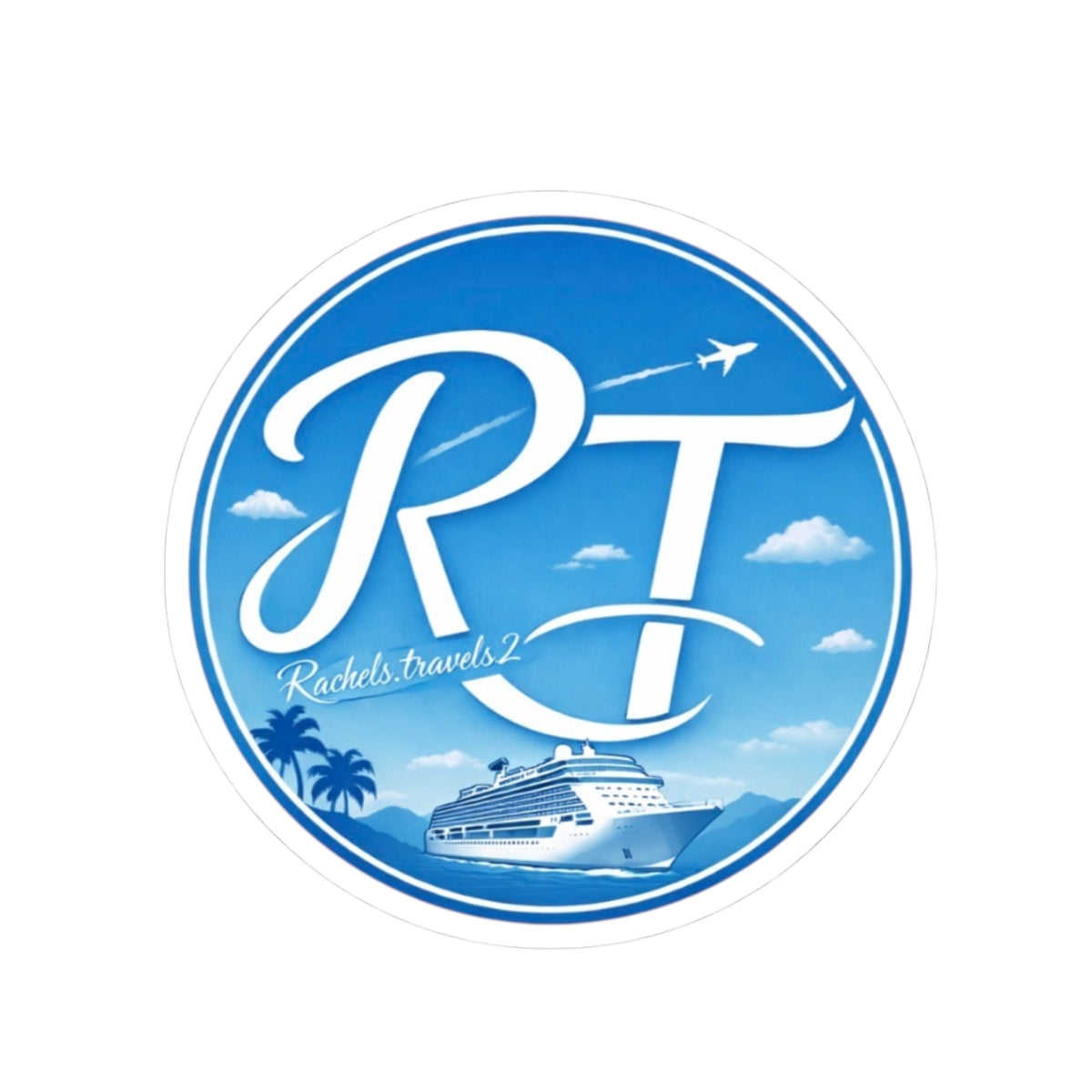 Travel Logo Kiss-Cut Sticker — "Roundtrip Always Brings You Back"